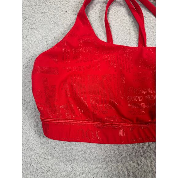 Lululemon Energy Bra Manifesto 20YR Women’s 12 Foil Dark Red B/C Strappy Sport - Picture 7 of 10